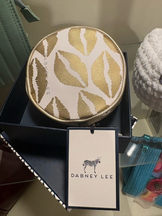 Dabney Lee Handbags - Dabney Lee Metallic Gold Leaf Round Travel Pouch